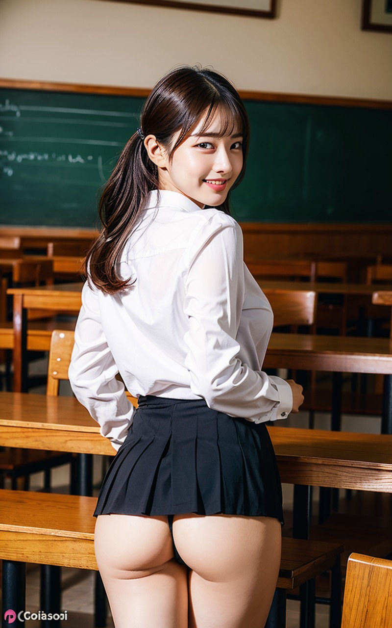 AI美女JK風グラビア女尻桃尻写真集 1巻 JKお尻100％ 揺れる丸いお尻 たなびくミニスカート 白いパンティ サンプル10ページ目