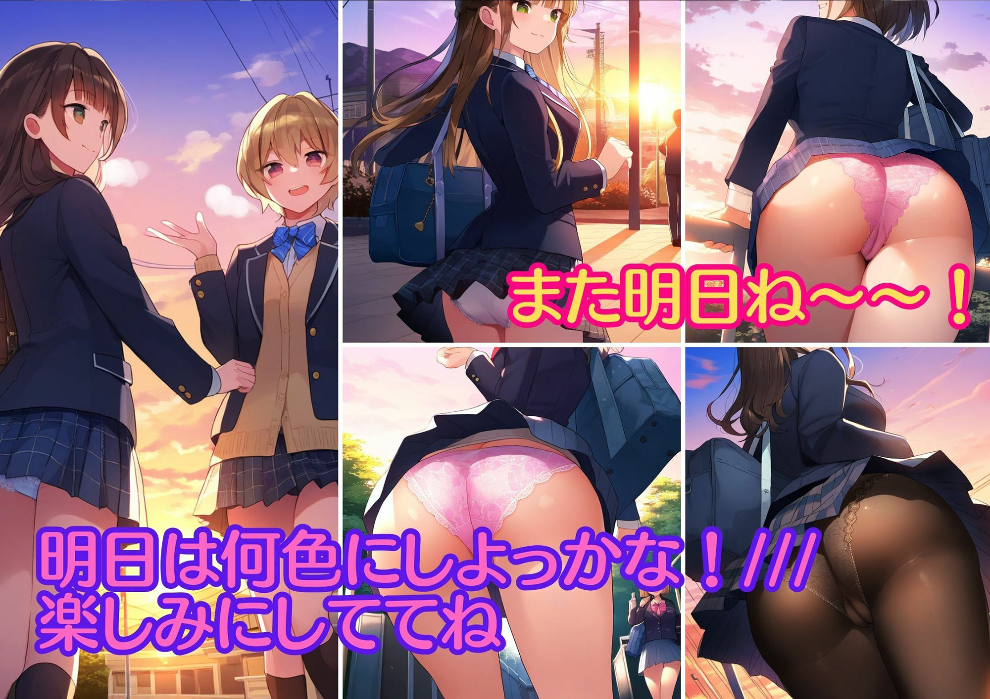【制服JK・ai生成】美少女の制服スカートの中身！パンツ撮影・盗撮記録500枚（女子校生・教室・野外・トイレ・放尿） サンプル10ページ目