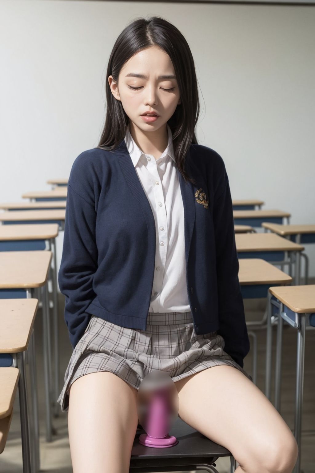 オナニー女子校生！放課後の教室で一人エッチ。極太ディルドでイクっ！ サンプル4ページ目