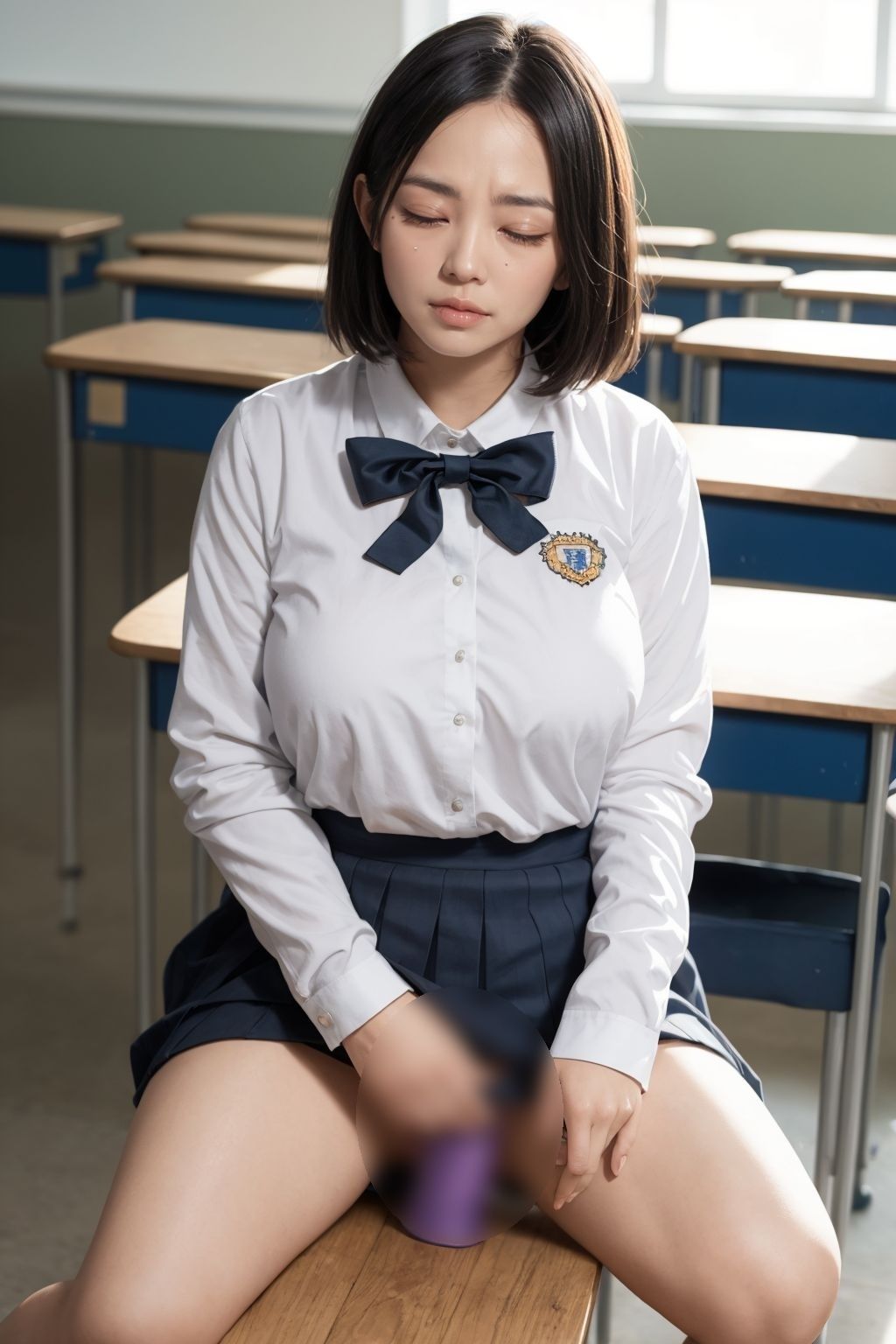 オナニー女子校生！放課後の教室で一人エッチ。極太ディルドでイクっ！ サンプル8ページ目