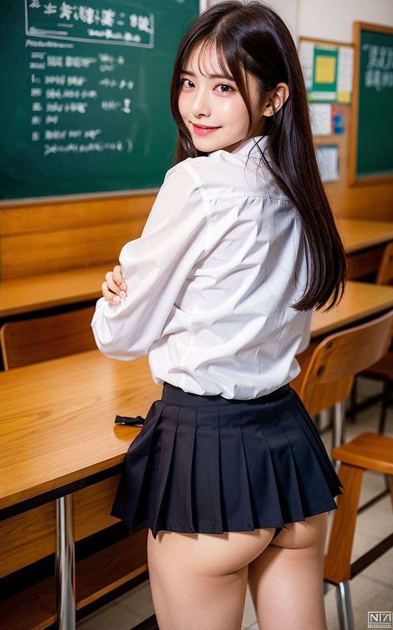 AI美女JK風グラビア女尻桃尻写真集 2巻 JKお尻100％ 揺れる丸いお尻 たなびくミニスカート 白いパンティ サンプル5ページ目