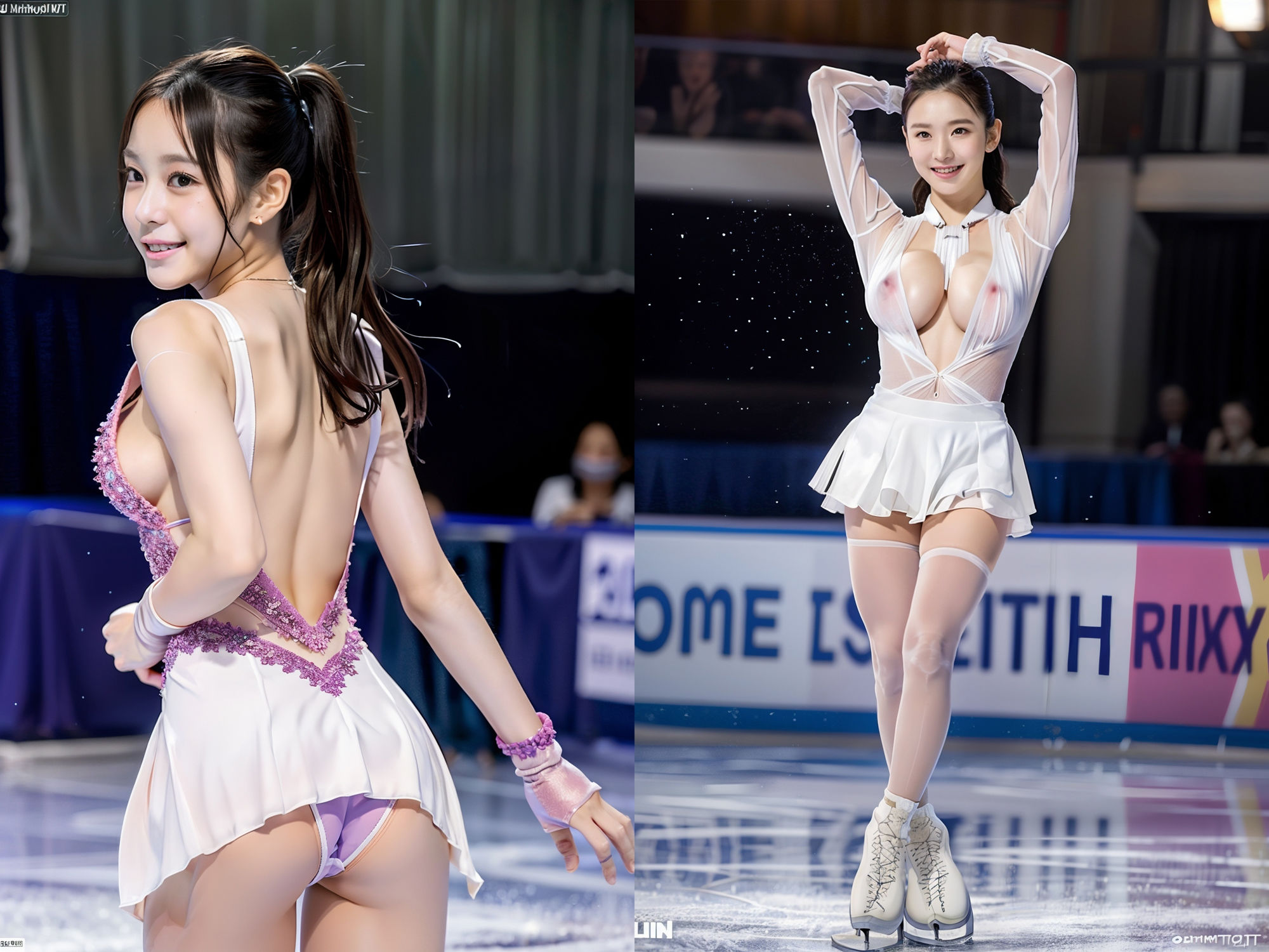 女子フィギュア Kiss＆Cry； 競技のあとはエキシビション乱〇！S〇X！マッチ！ サンプル6ページ目