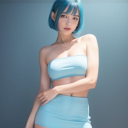 スカイブルーなミニスカ美女のおっぱい（セリフなし AI画像集） サンプル1ページ目