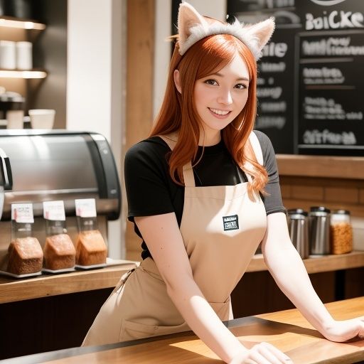 猫耳バリスタ美女のおっぱい（セリフなし AI画像集） サンプル2ページ目