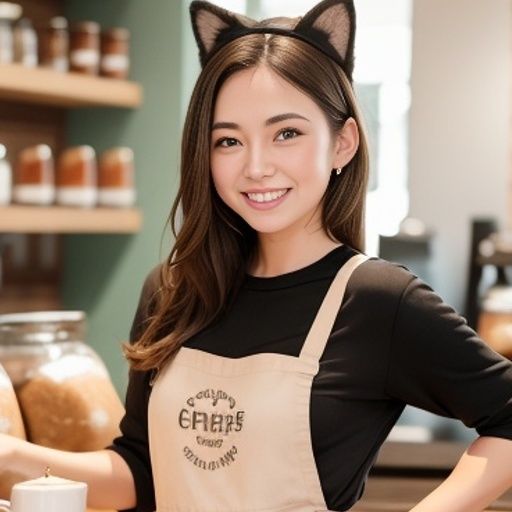 猫耳バリスタ美女のおっぱい（セリフなし AI画像集） サンプル3ページ目