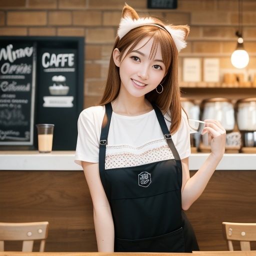 猫耳バリスタ美女のおっぱい（セリフなし AI画像集） サンプル4ページ目
