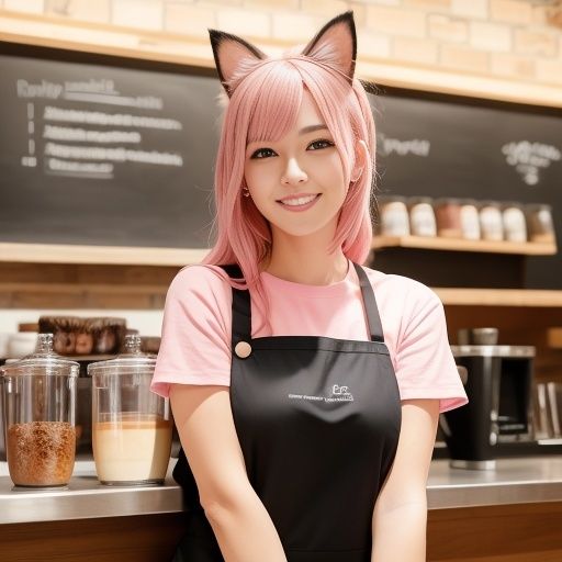 猫耳バリスタ美女のおっぱい（セリフなし AI画像集） サンプル5ページ目