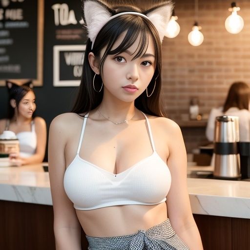 猫耳バリスタ美女のおっぱい（セリフなし AI画像集） サンプル8ページ目