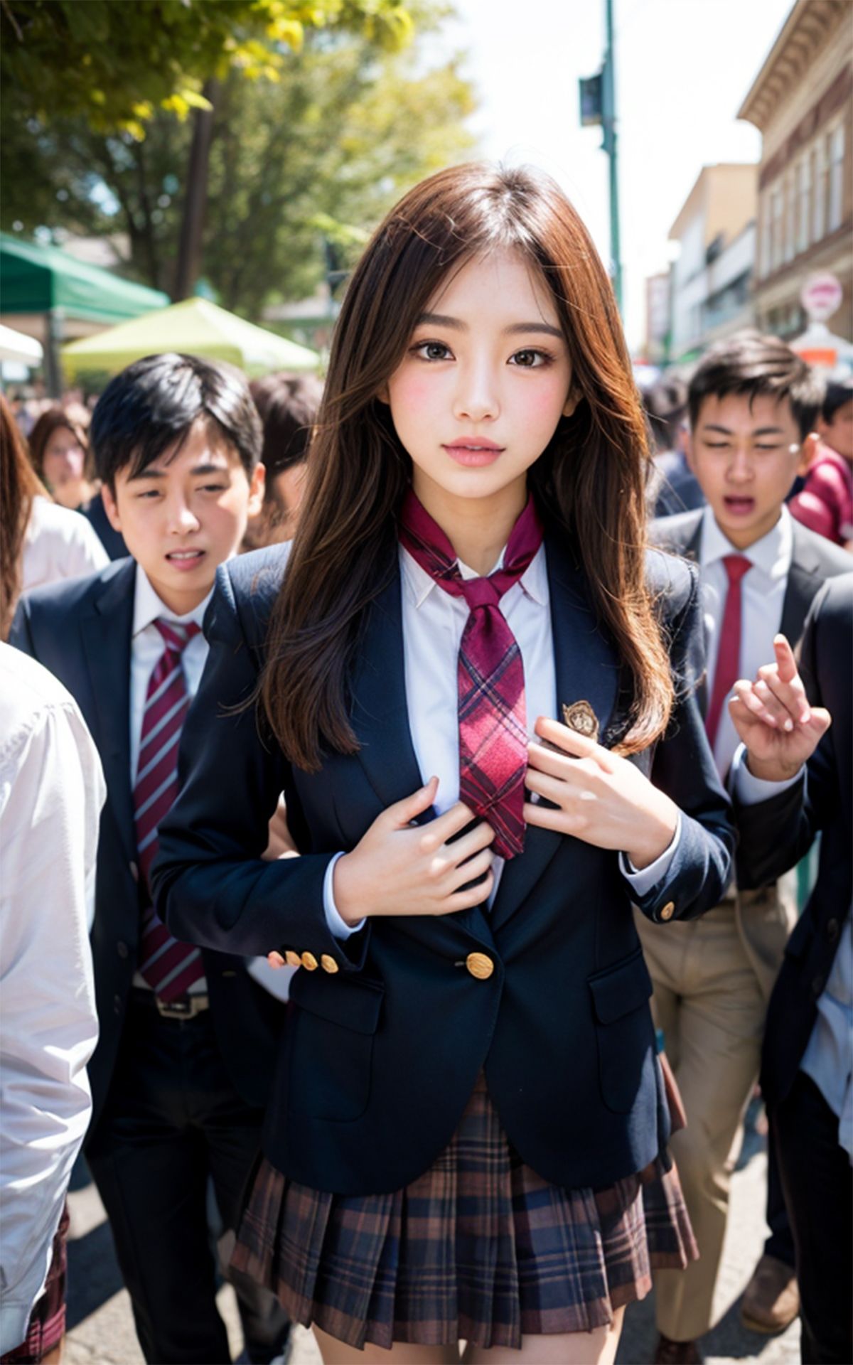 女子〇生が野外露出したら、飢えた男達に囲まれて街中大混乱！！ サンプル1ページ目