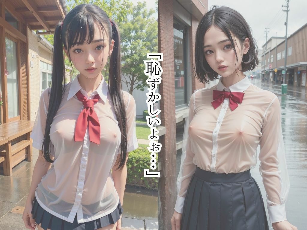 ノーブラの日ににわか雨に打たれた女子校生 サンプル3ページ目