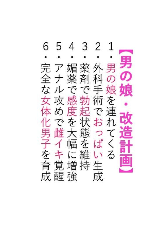 男の娘をメスイキで雌化の調教研究室・尻穴アナル中出し＜女体化・ふたなり＞セリフ付き サンプル1ページ目