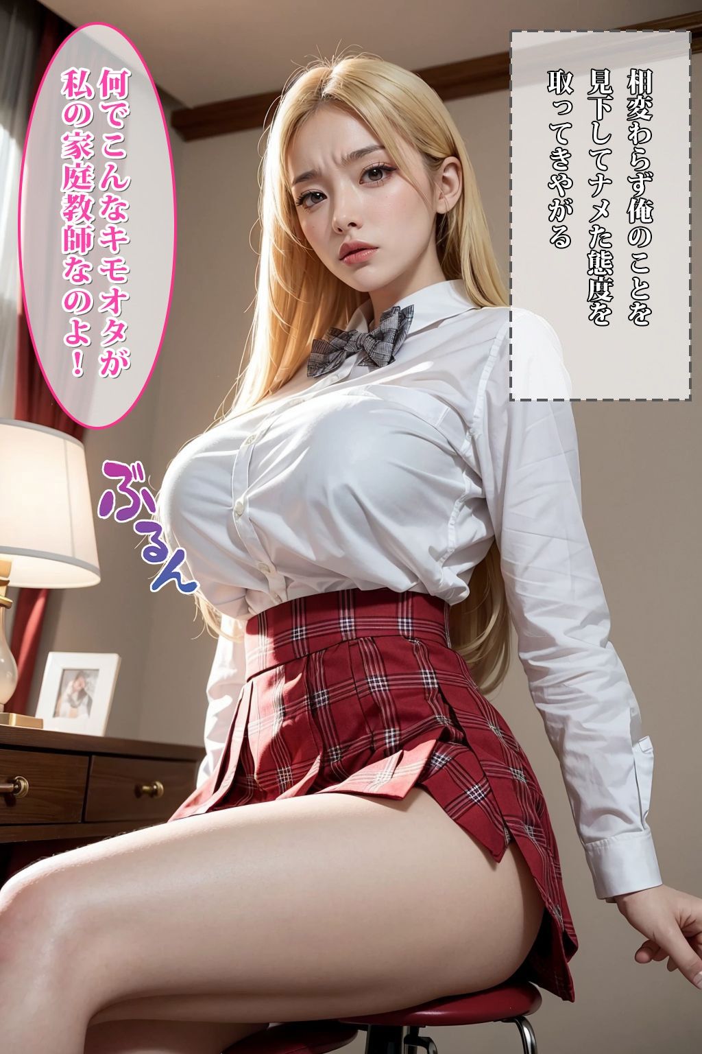 催◯家庭教師 クソ生意気な金髪巨乳ギャルを催◯操作 サンプル4ページ目