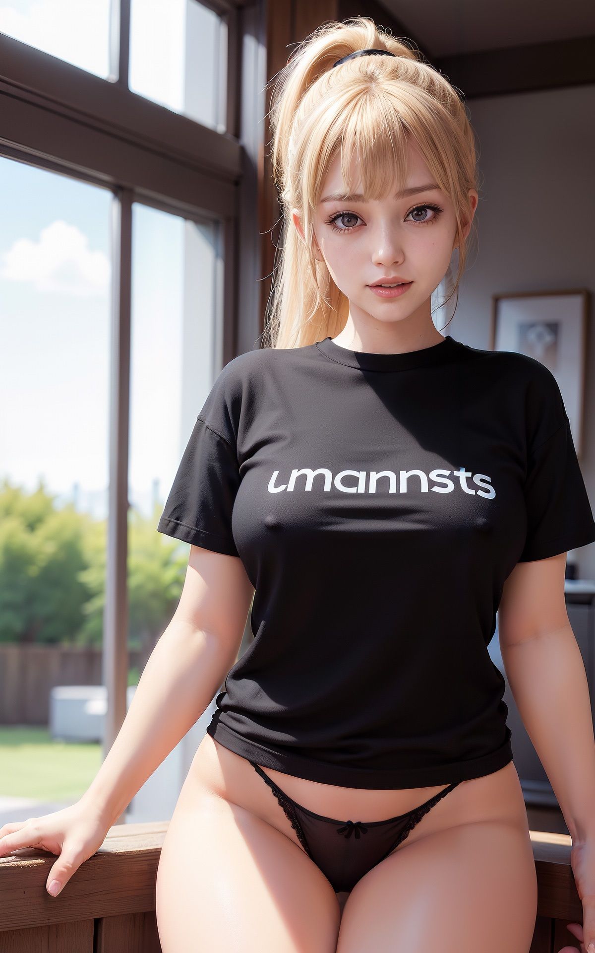乳首ビンビン着衣ノーブラおっぱいギャル AI生成ヌードグラビアCG集 サンプル1ページ目