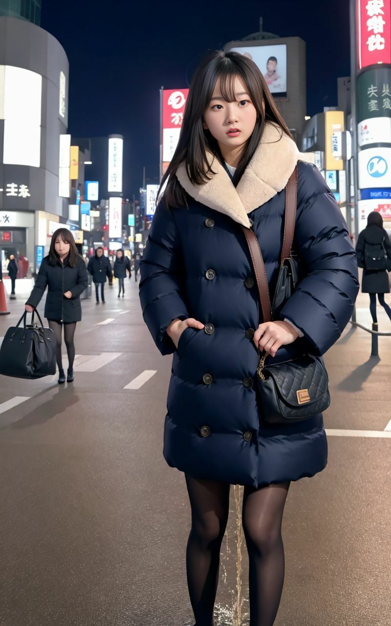 AIおもらし美女〜夜の繁華街編〜 サンプル1ページ目
