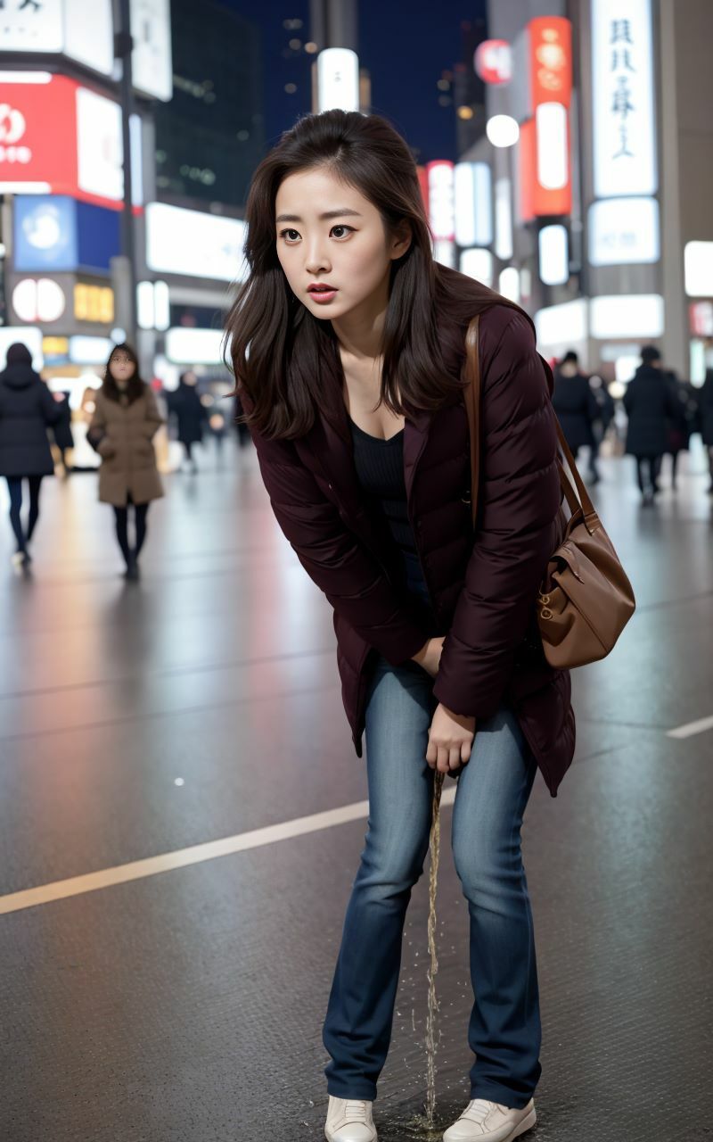 AIおもらし美女〜夜の繁華街編〜 サンプル3ページ目