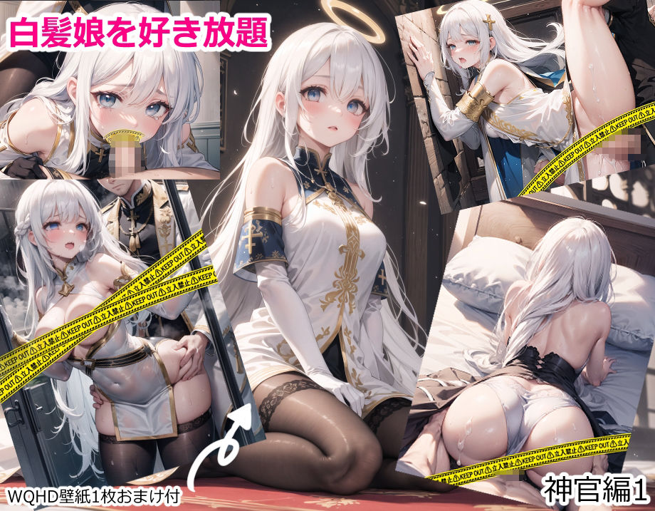 白髪娘を好き放題する画像集【神官編1】 サンプル1ページ目