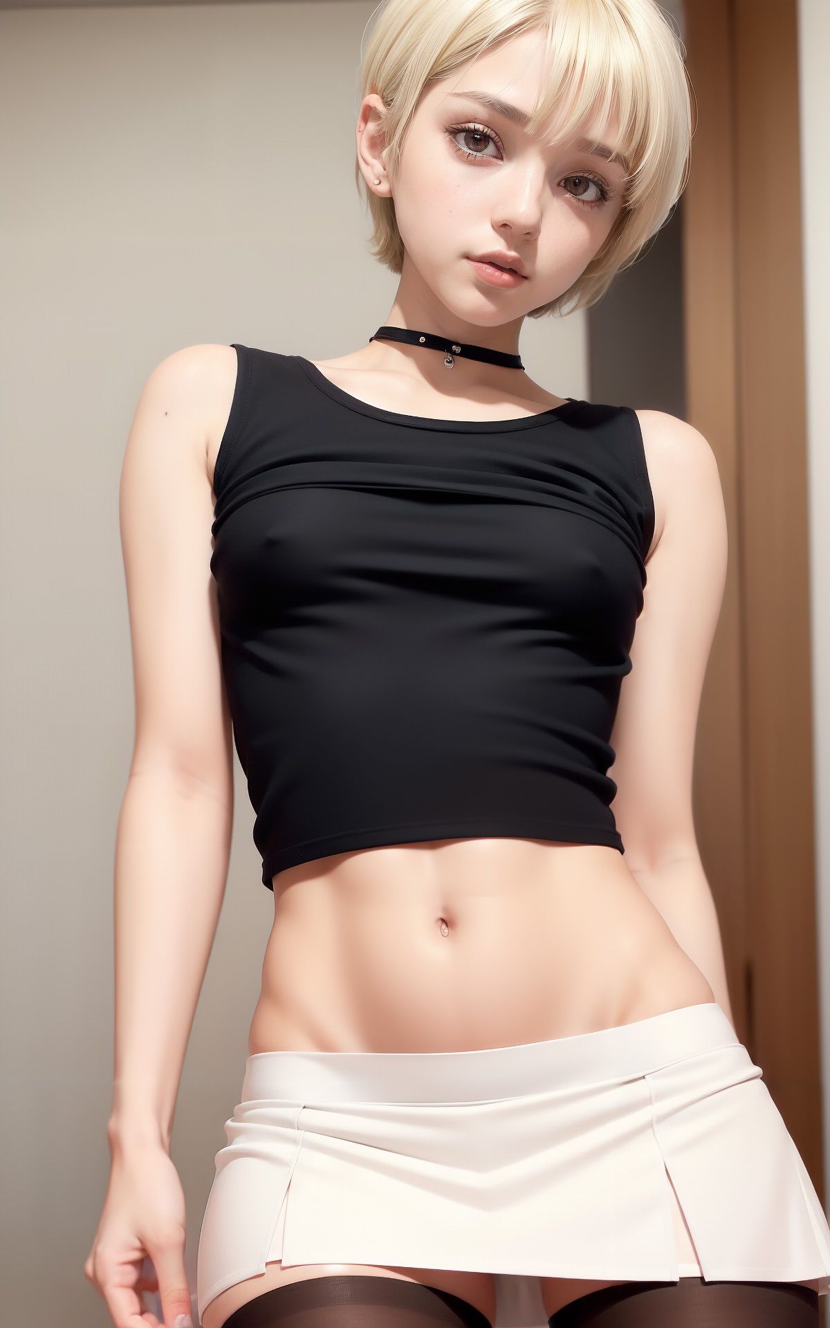 金髪ボーイッシュちゃんの貧乳お披露目会 AI生成ヌードグラビアCG集 サンプル5ページ目