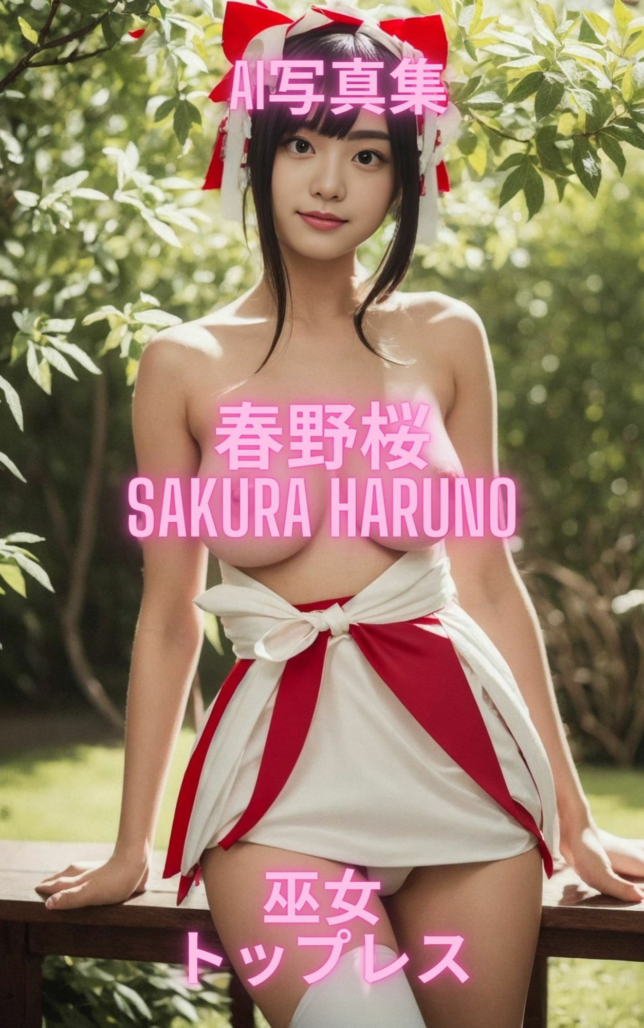 AI写真集 春野桜 Sakura Haruno 巫女トップレス サンプル3ページ目