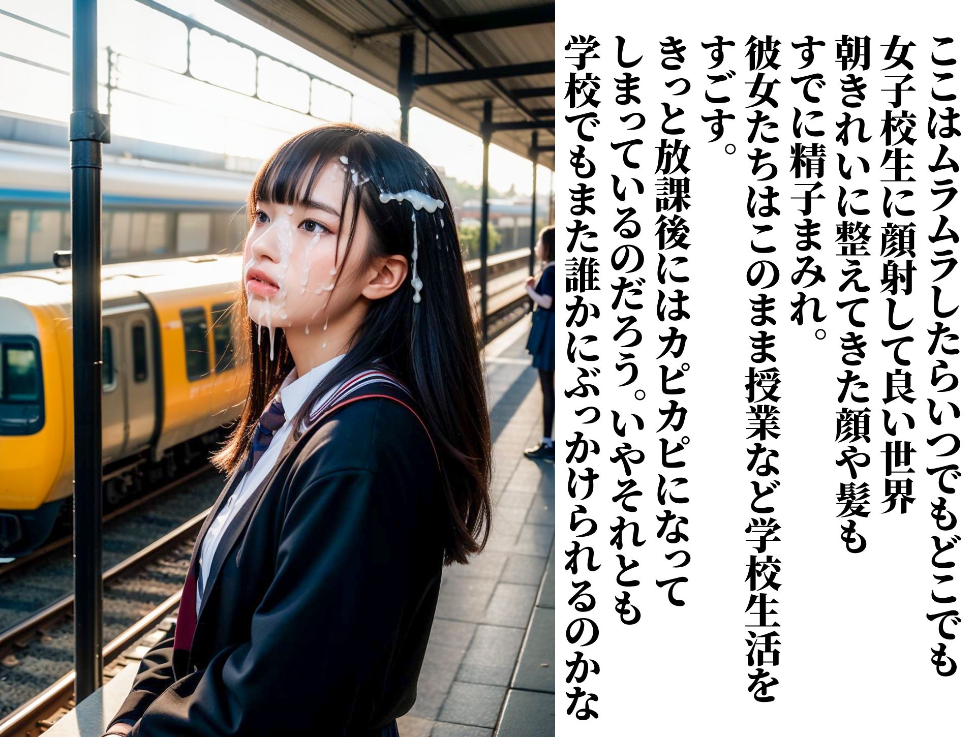 女子校生にムラムラしたらいつでも顔射して良い世界 サンプル3ページ目