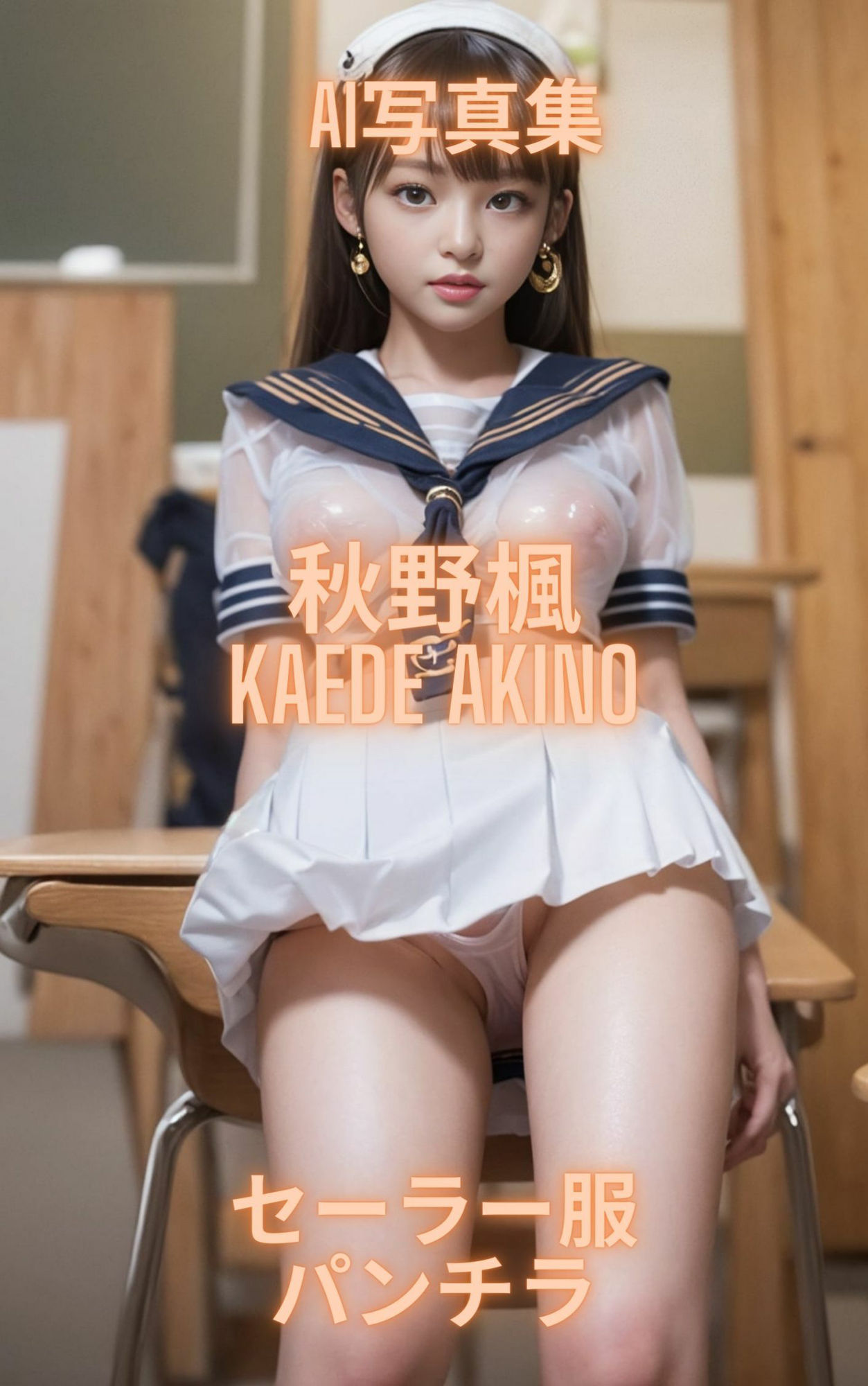 AI写真集 秋野楓 Kaede Akino セーラー服パンチラ サンプル1ページ目
