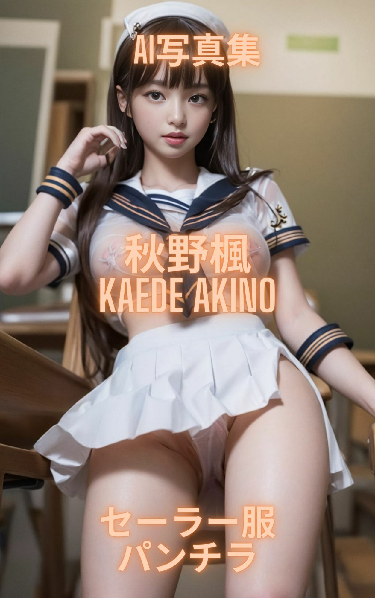 AI写真集 秋野楓 Kaede Akino セーラー服パンチラ サンプル2ページ目