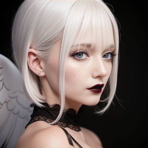 ホワイトヘアーのゴシック天使（セリフなし AI画像集） サンプル4ページ目
