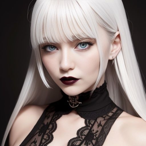 ホワイトヘアーのゴシック天使（セリフなし AI画像集） サンプル5ページ目