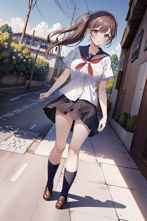 制服女子の風チラ サンプル2ページ目