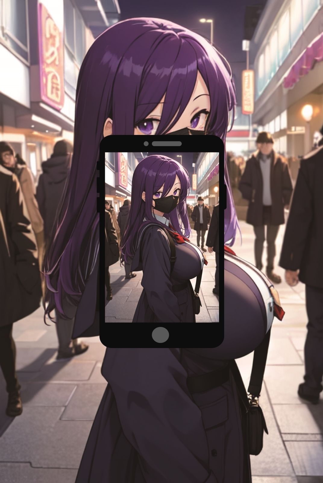 おかしなスマホアプリで「マスク女子」を【即オチ2コマ】させる話 サンプル2ページ目