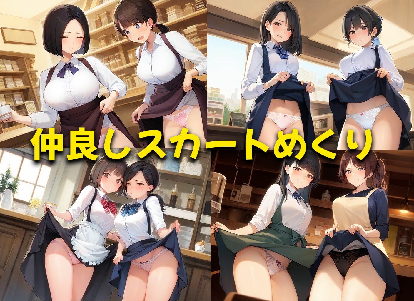 【喫茶パンティ】下着を見せることが入店のご挨拶と勘違いしてしまった店員さん達 サンプル4ページ目