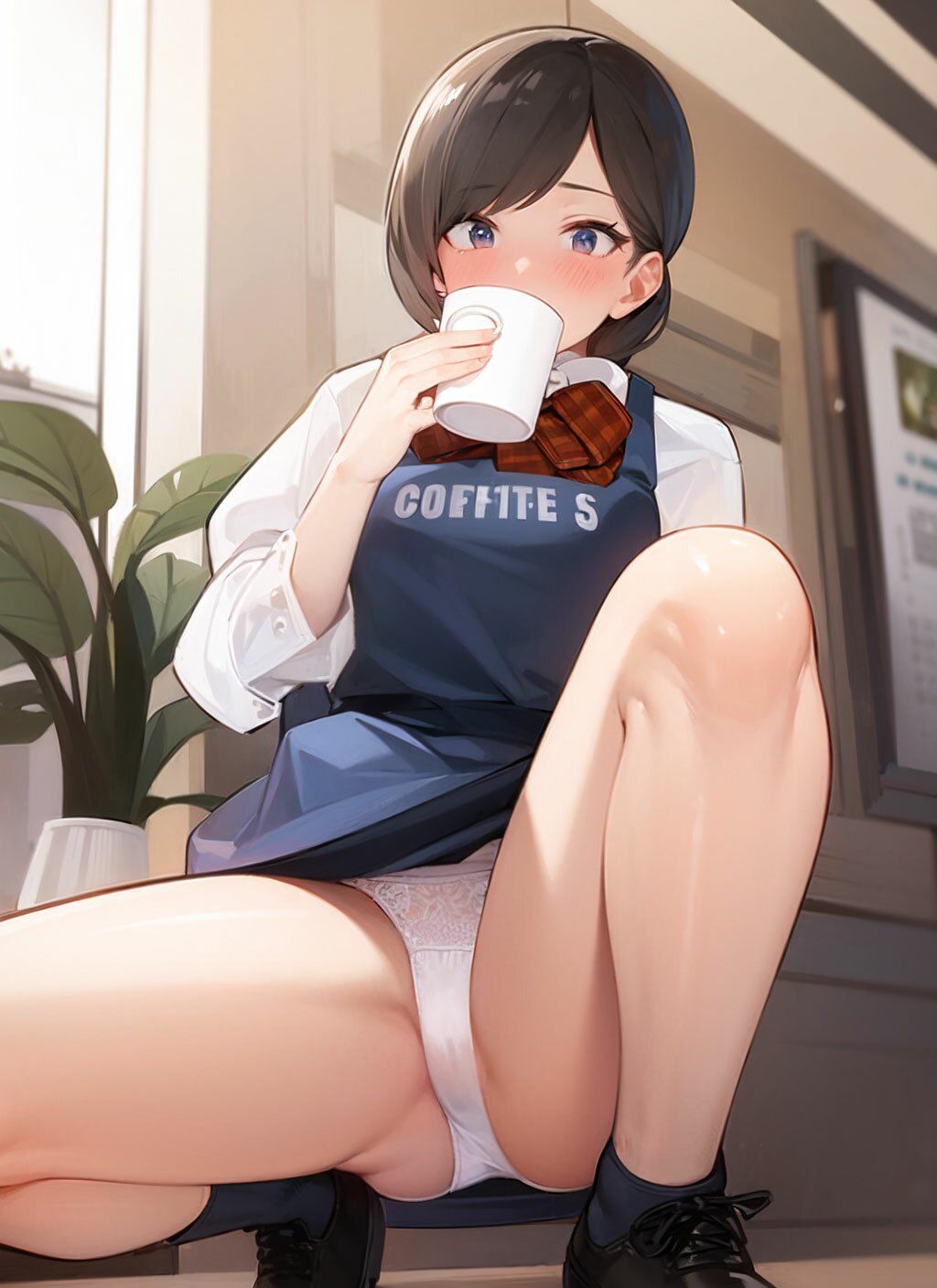 【喫茶パンティ】下着を見せることが入店のご挨拶と勘違いしてしまった店員さん達 サンプル9ページ目