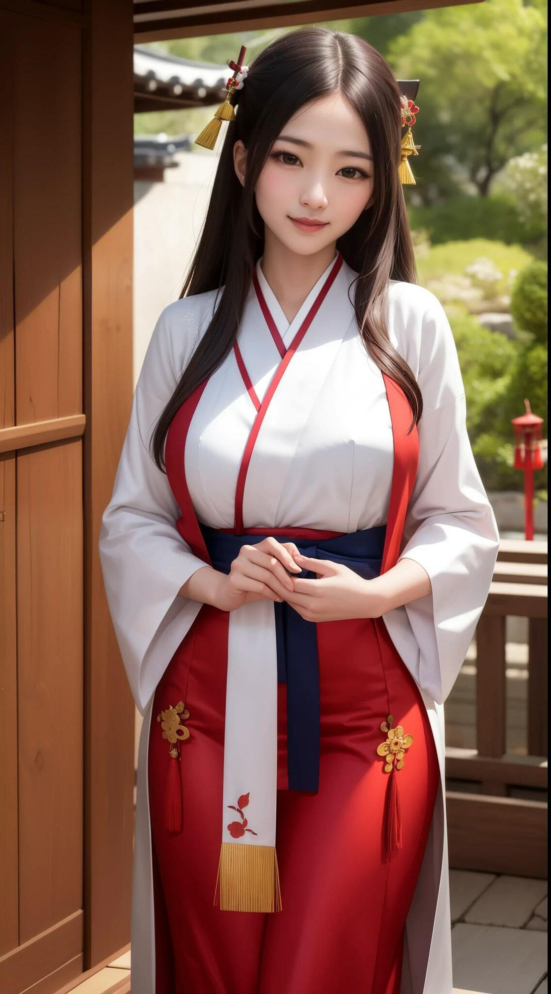 神社で奉仕活動している巫女さんの巨乳おっぱい サンプル9ページ目