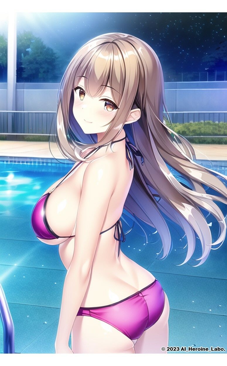 1つの呪文で生み出された100人のAI妄想美少女【ナイトプールでマイクロビキニ編】 サンプル5ページ目