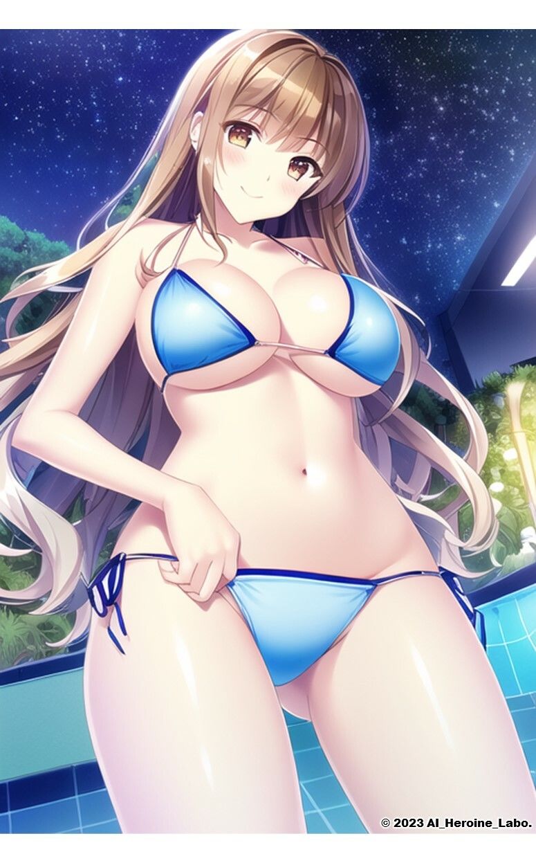 1つの呪文で生み出された100人のAI妄想美少女【ナイトプールでマイクロビキニ編】 サンプル7ページ目