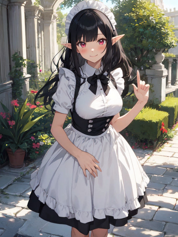 黒髪エルフのメイドさんとイチャラブ サンプル2ページ目