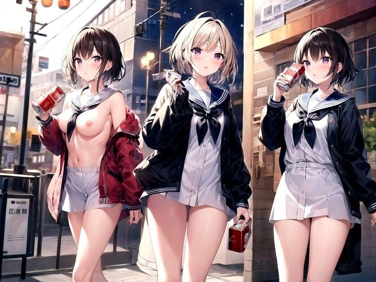 ノーパンノーブラ・露出学園の日常 冬服セーラー 編 サンプル1ページ目
