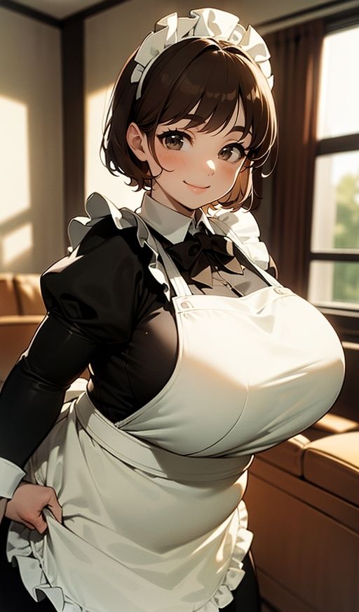 デカ乳むちメイドさんから目が離せなくて困ってます。 サンプル1ページ目