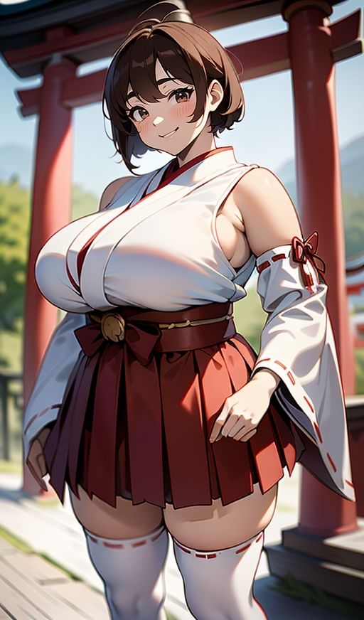 デカ乳むち巫女さんの神をも恐れぬ絶対領域！ サンプル1ページ目