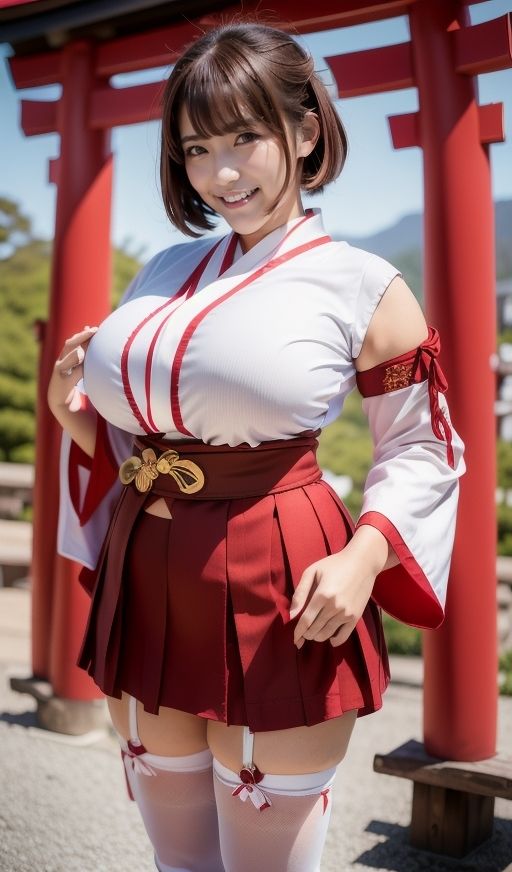 デカ乳むち巫女さんの神をも恐れぬ絶対領域！ サンプル2ページ目