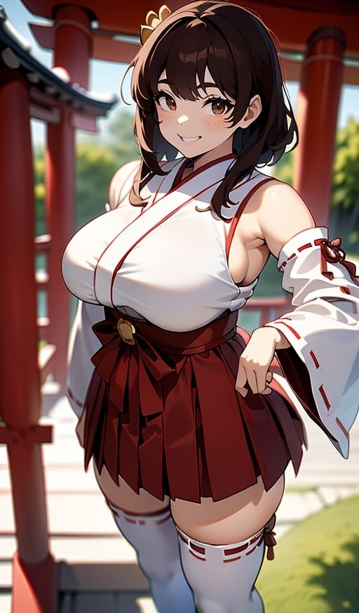 デカ乳むち巫女さんの神をも恐れぬ絶対領域！ サンプル3ページ目