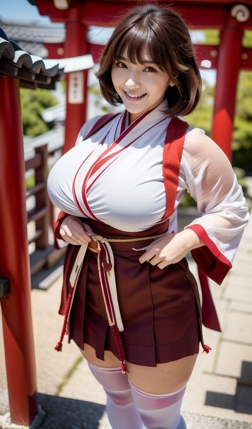 デカ乳むち巫女さんの神をも恐れぬ絶対領域！ サンプル4ページ目
