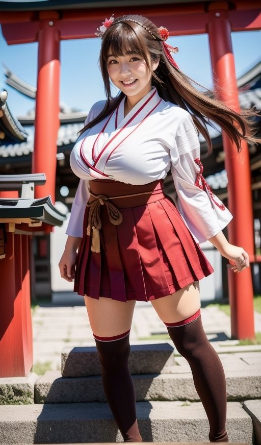 デカ乳むち巫女さんの神をも恐れぬ絶対領域！ サンプル6ページ目