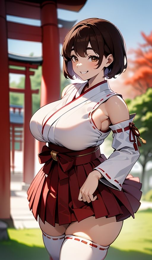 デカ乳むち巫女さんの神をも恐れぬ絶対領域！ サンプル9ページ目