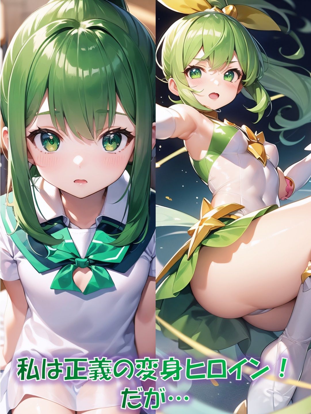 変身ヒロイン敗北悪堕ちCG集（グリーン編） サンプル1ページ目