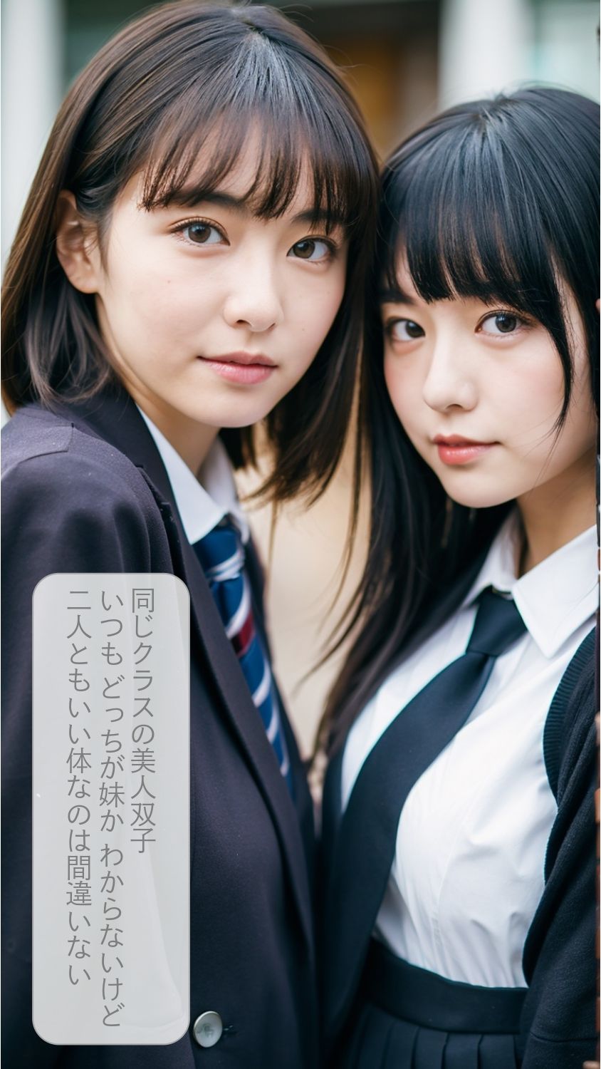 ［ストーリー＋大量画像！］透視能力を手に入れた！美人双子の透け制服に我慢できず大暴発！！ サンプル1ページ目