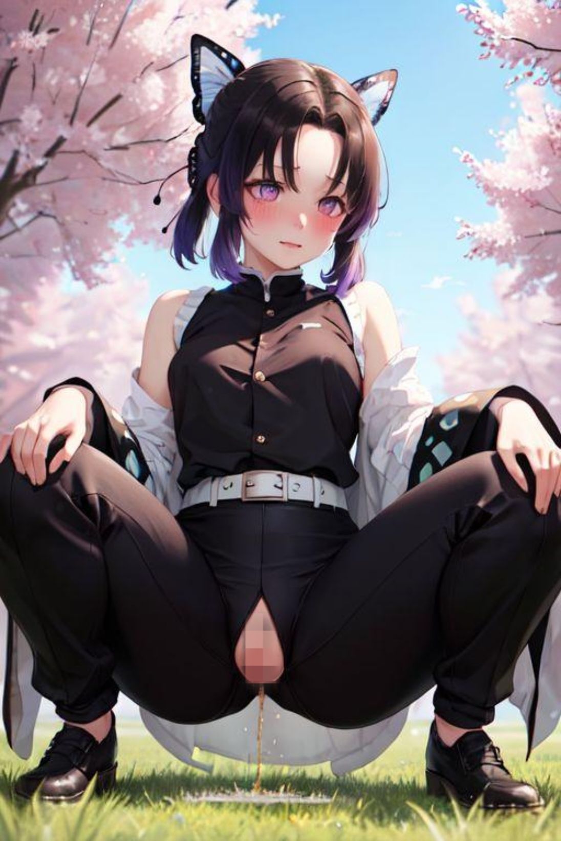 鬼滅の◯ 胡蝶し◯ぶみたいな女の子 サンプル9ページ目