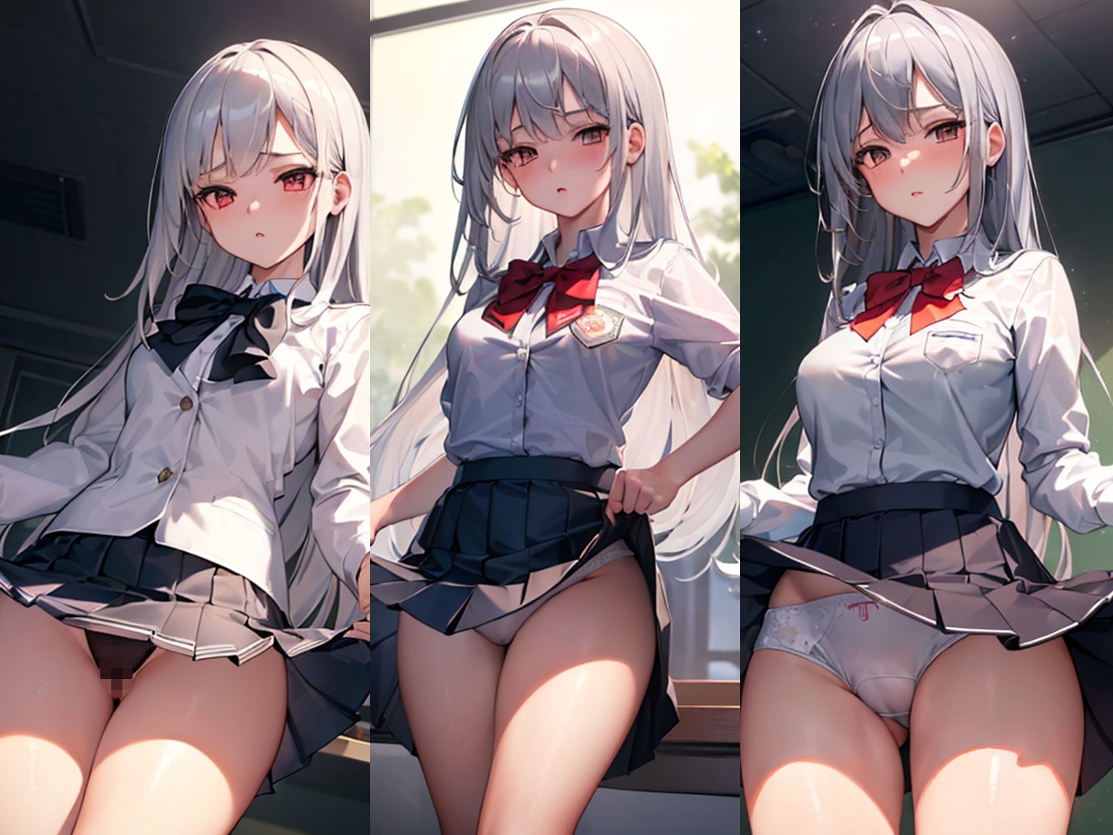 銀髪JKがパンツとノーパンおまんこと中出しアクメを見せてくれた サンプル1ページ目