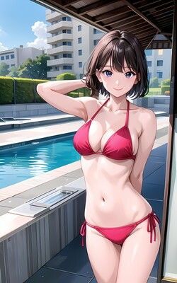 隣に住んでいる独り暮らしのお姉さん 水着編 vol001 サンプル2ページ目