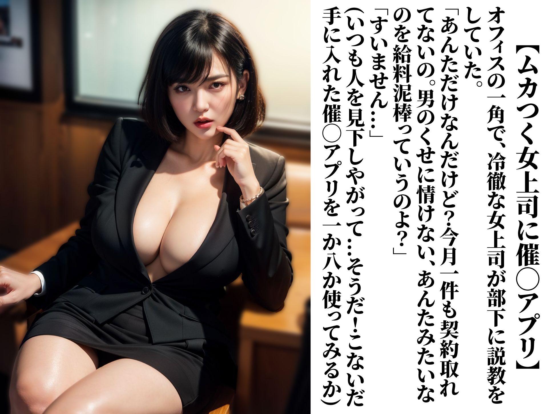 催◯アプリで巨乳美魔女上司を辱めてみた サンプル1ページ目
