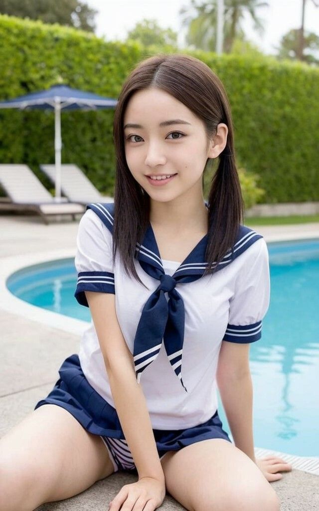 制服水着の美少女たち AIグラビア写真集 AI生成 サンプル2ページ目